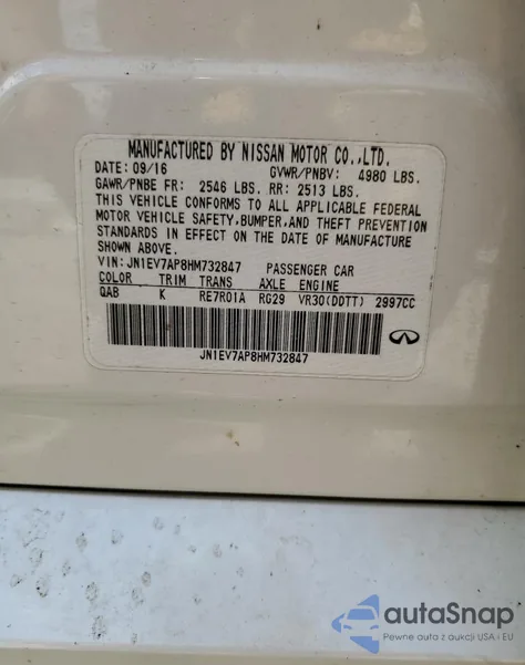 2017 Infiniti Q50 Premium из США, поврежденный, VIN JN1EV7AP8HM732847